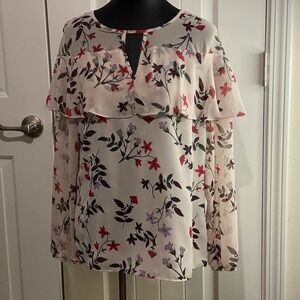 LC Lauren Conrad Women Sz‎ M Pretty Pink Floral Long Sleeve  Shirt Top Gorgeous